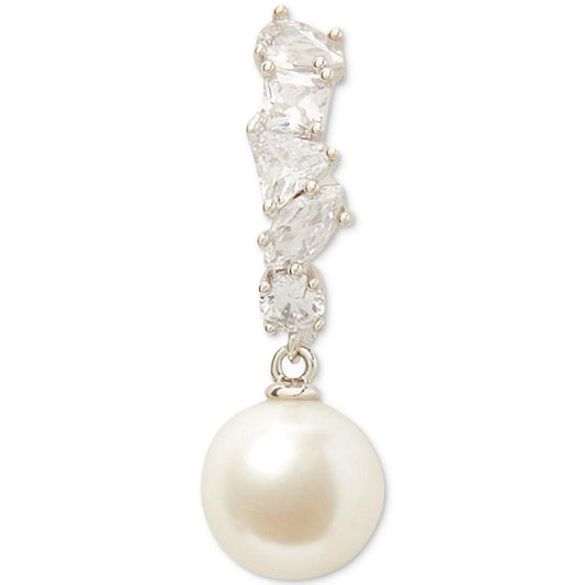 Silver-Tone Cubic Zirconia & Imitation Pearl Drop Earrings
