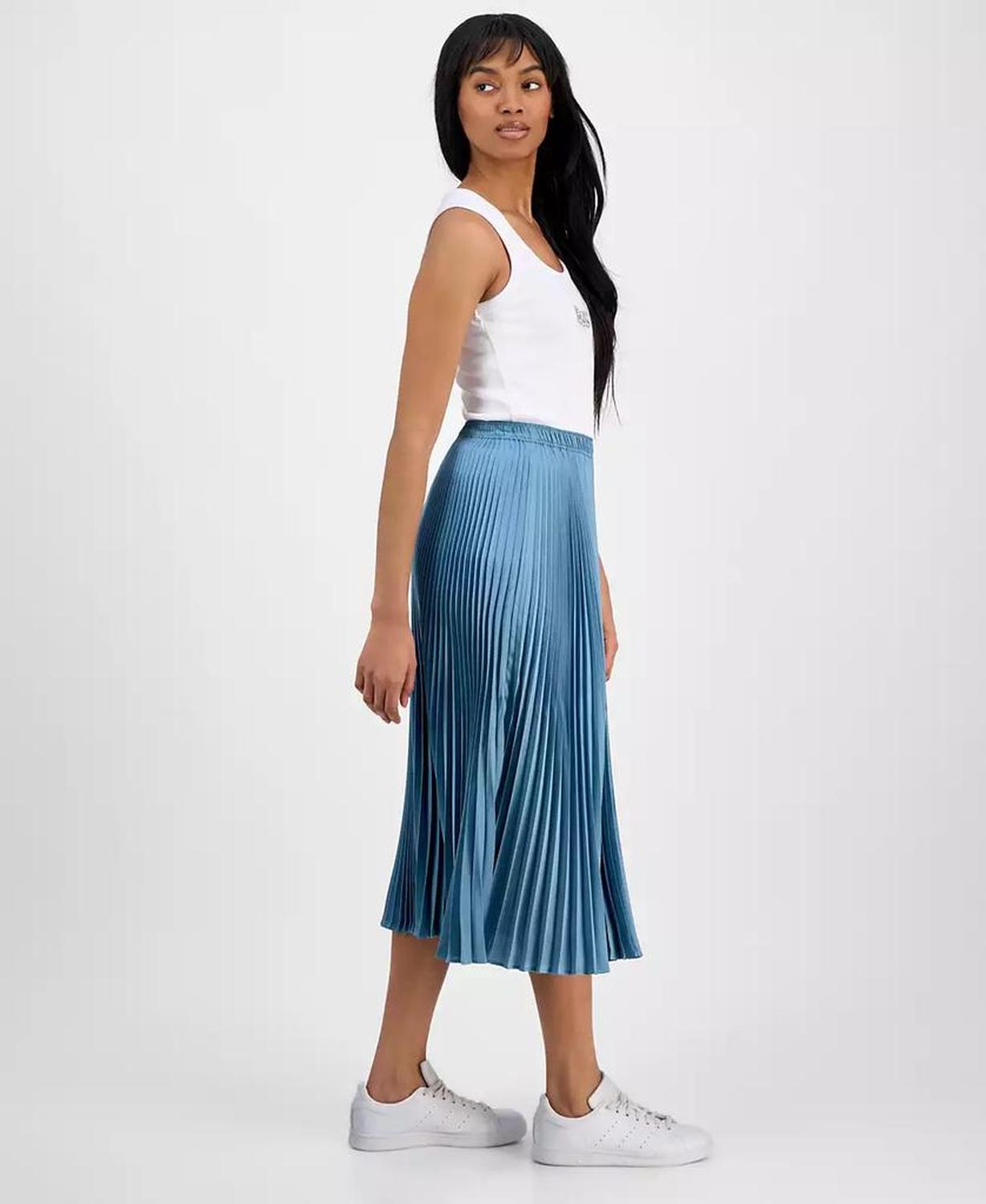 Women's Pleated A-Line Pull-On Midi Skirt