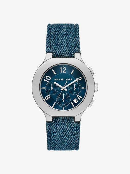 Oversized Gramercy Silver-Tone Denim Watch
