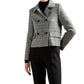 Facella Double Breasted Plaid Jacket In White/black