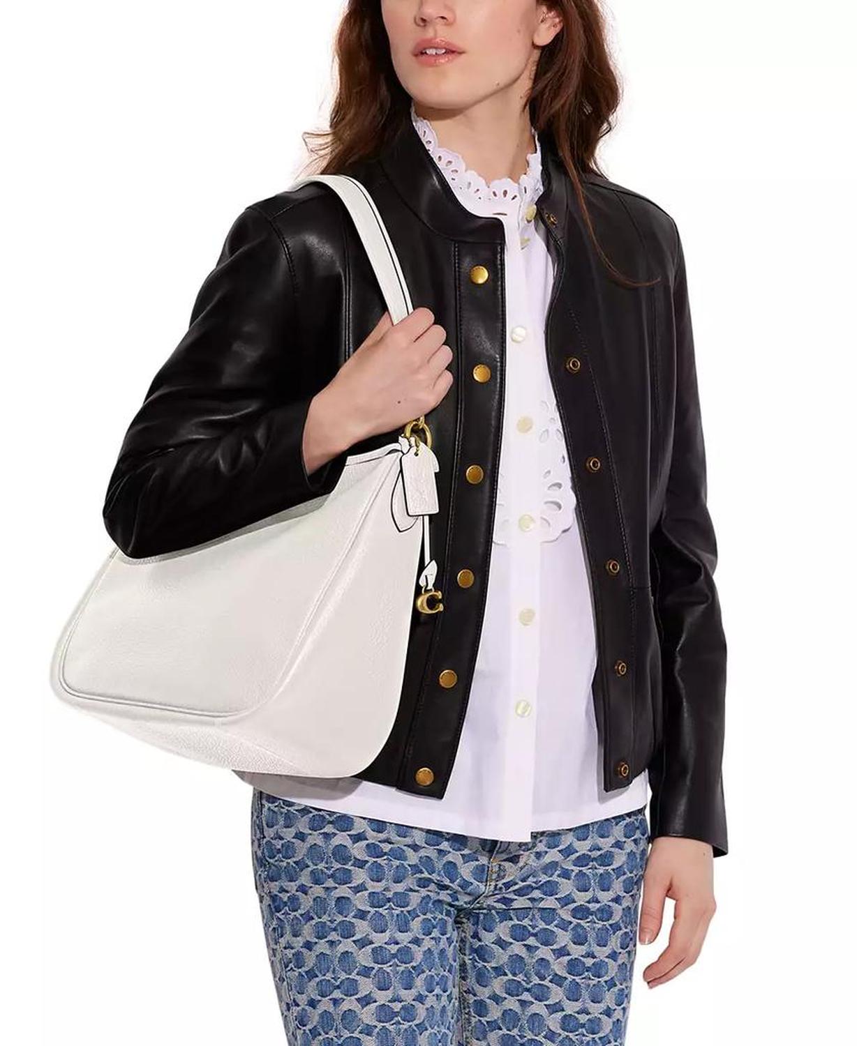 Soft Pebble Leather Cary Shoulder Bag with Convertible Straps
