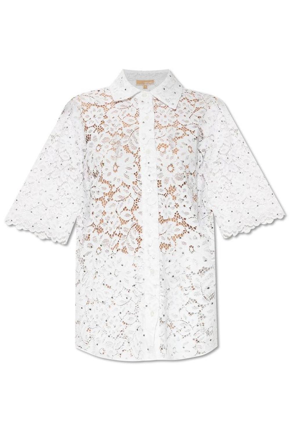Michael Michael Kors Studded Corded Floral Lace Shirt