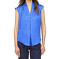 Fleur Jacquard Sleeveless Silk Top In Grecian Blue