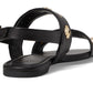 Spade Flower Stud Pebbled Leather Flat Sandal