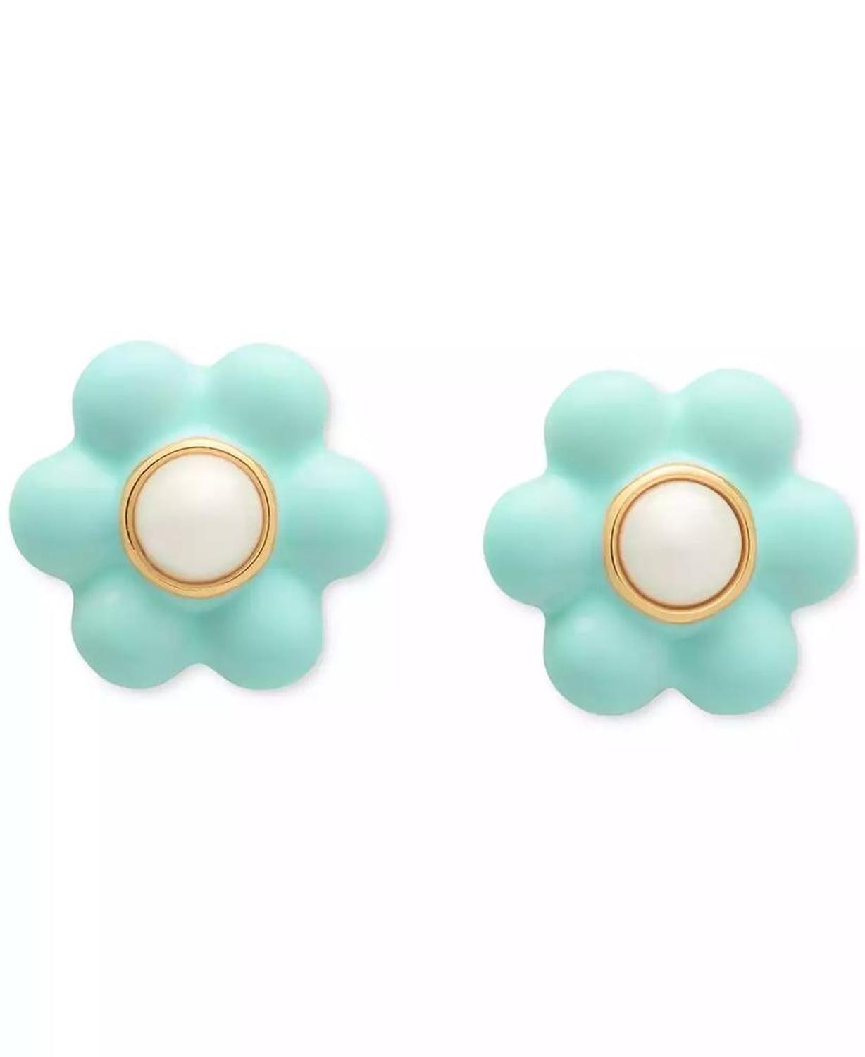 Gold-Tone Petal Puff Floral Stud Earrings