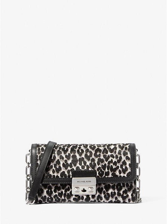 Tribeca Large Leopard Print Calf Hair Convertible Crossbody Bag