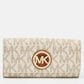 Michael Kors White/brown Signature Coated Canvas And Leather Fulton Continental Wallet