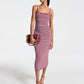 Striped Stretch Viscose Blend Midi Dress