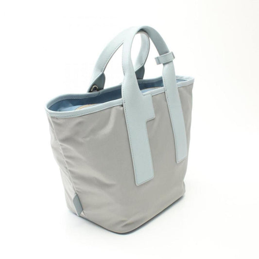 blue  Leather Nylon Canvas Handbag