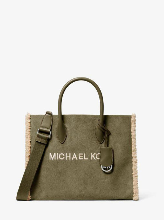 Mirella Medium Suede and Faux Shearling Tote Bag