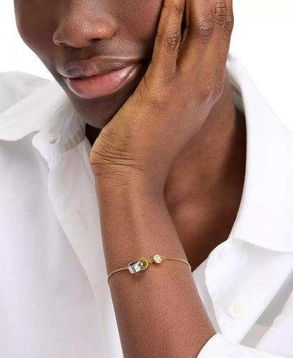 Two-Tone Crystal & Interlinking Ring Bracelet