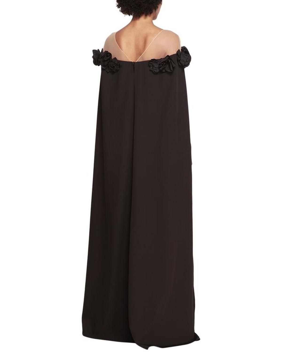 Marchesa Notte Off The Shoulder Cape Gown