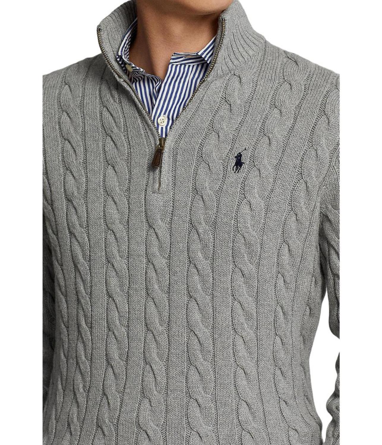 Long Sleeve Cotton Cable 1/2 Zip