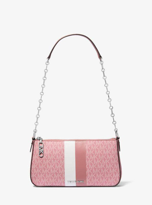 Empire Medium Striped Signature Logo Chain-Link Pochette