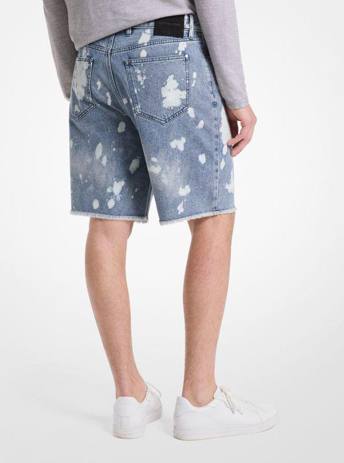 Frayed Splattered Denim Shorts
