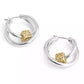 Two-Tone Signature Quilted Cube Double Hoop Earrings