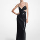 Hand-Embroidered Sequin Double Crepe Sablé Cutout Gown