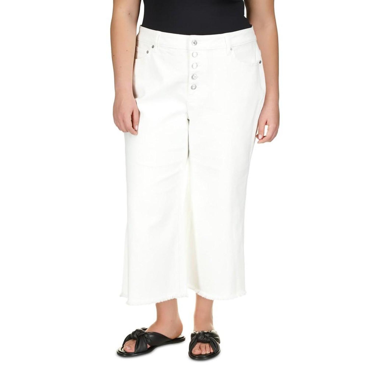 Plus Size Button-Fly Frayed-Hem Jeans