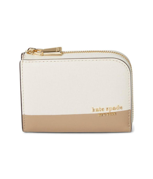 Devin Colorblocked Saffiano Leather Zip Card Case