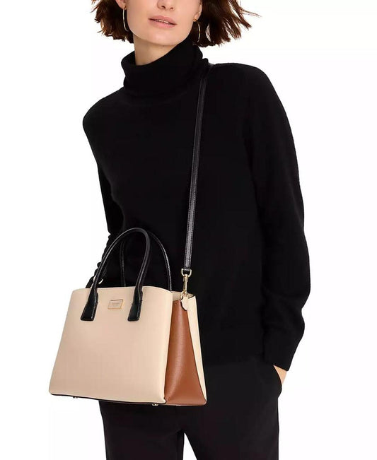 Serena Color-Blocked Saffiano Leather Satchel