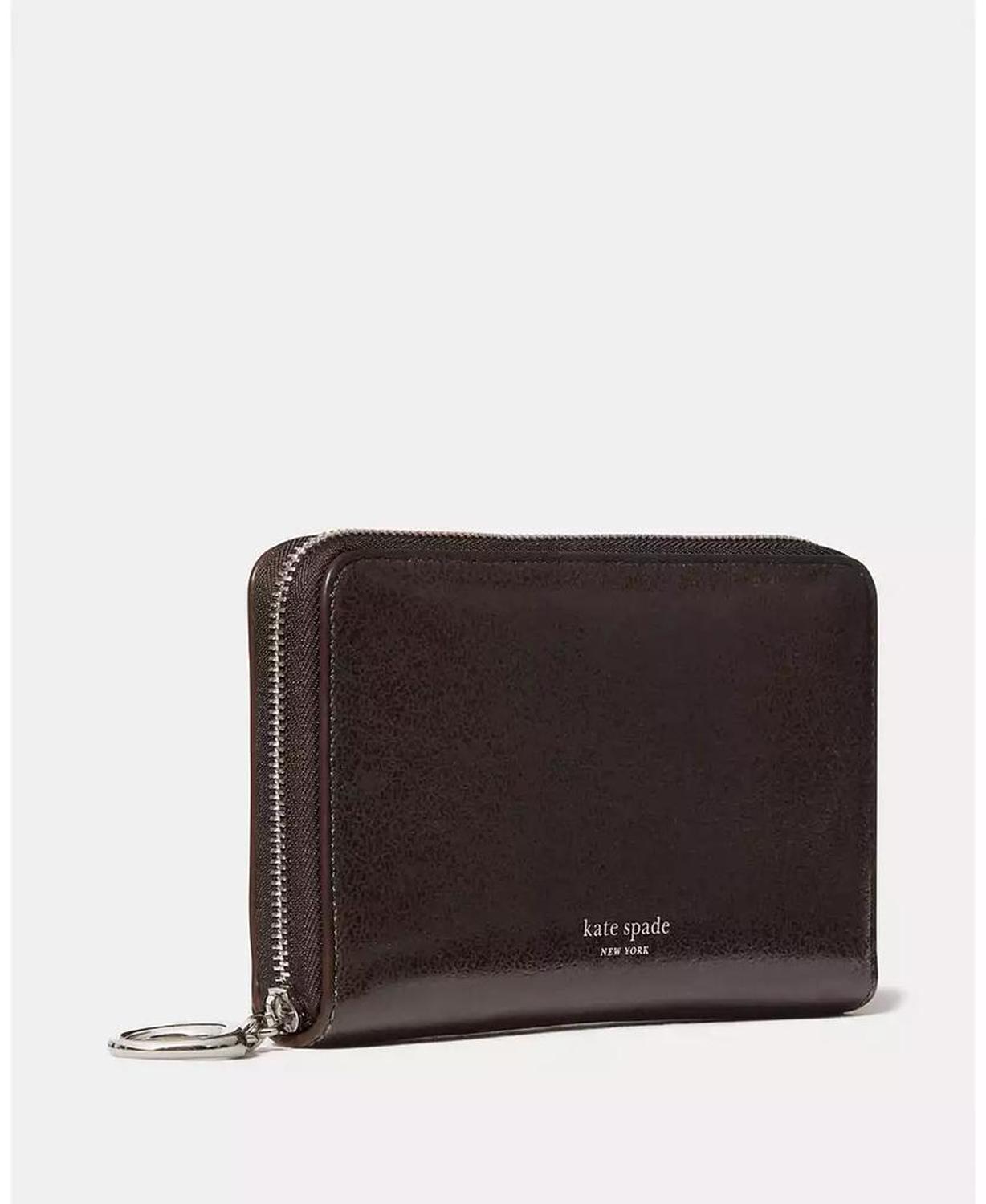 Halo Glazed Leather Zip Around Wallet
