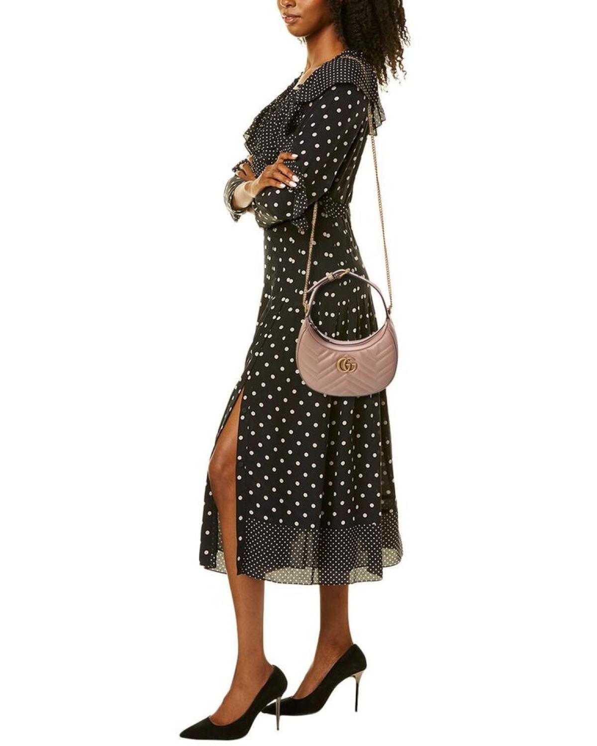 Gucci GG Marmont Half Moon Shaped Mini Leather Crossbody