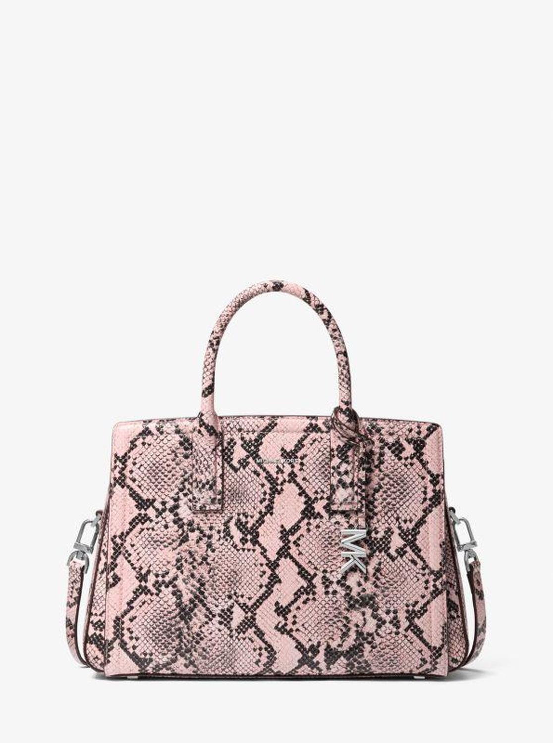 Laila Medium Snake Embossed Leather Satchel
