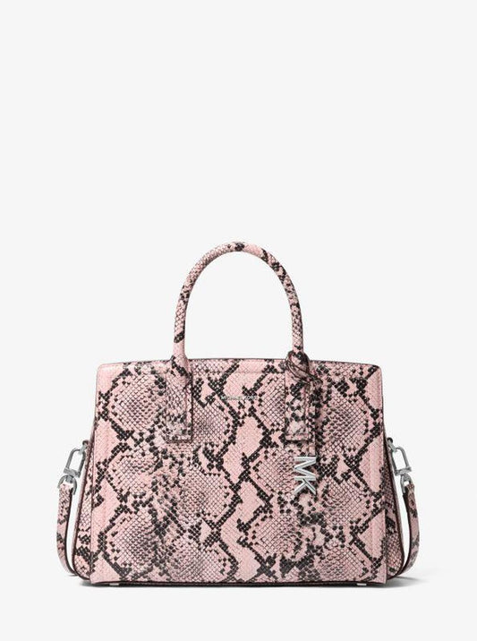 Laila Medium Snake Embossed Leather Satchel