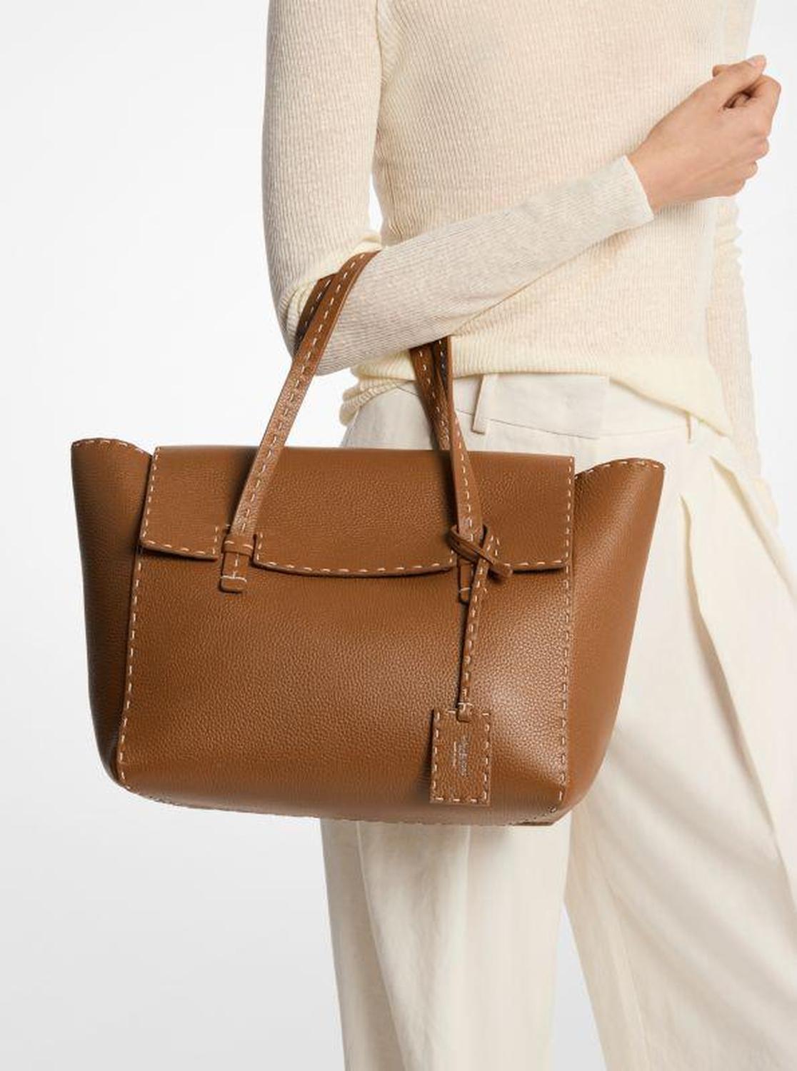 Sophia Hand-Stitched Pebbled Leather Satchel