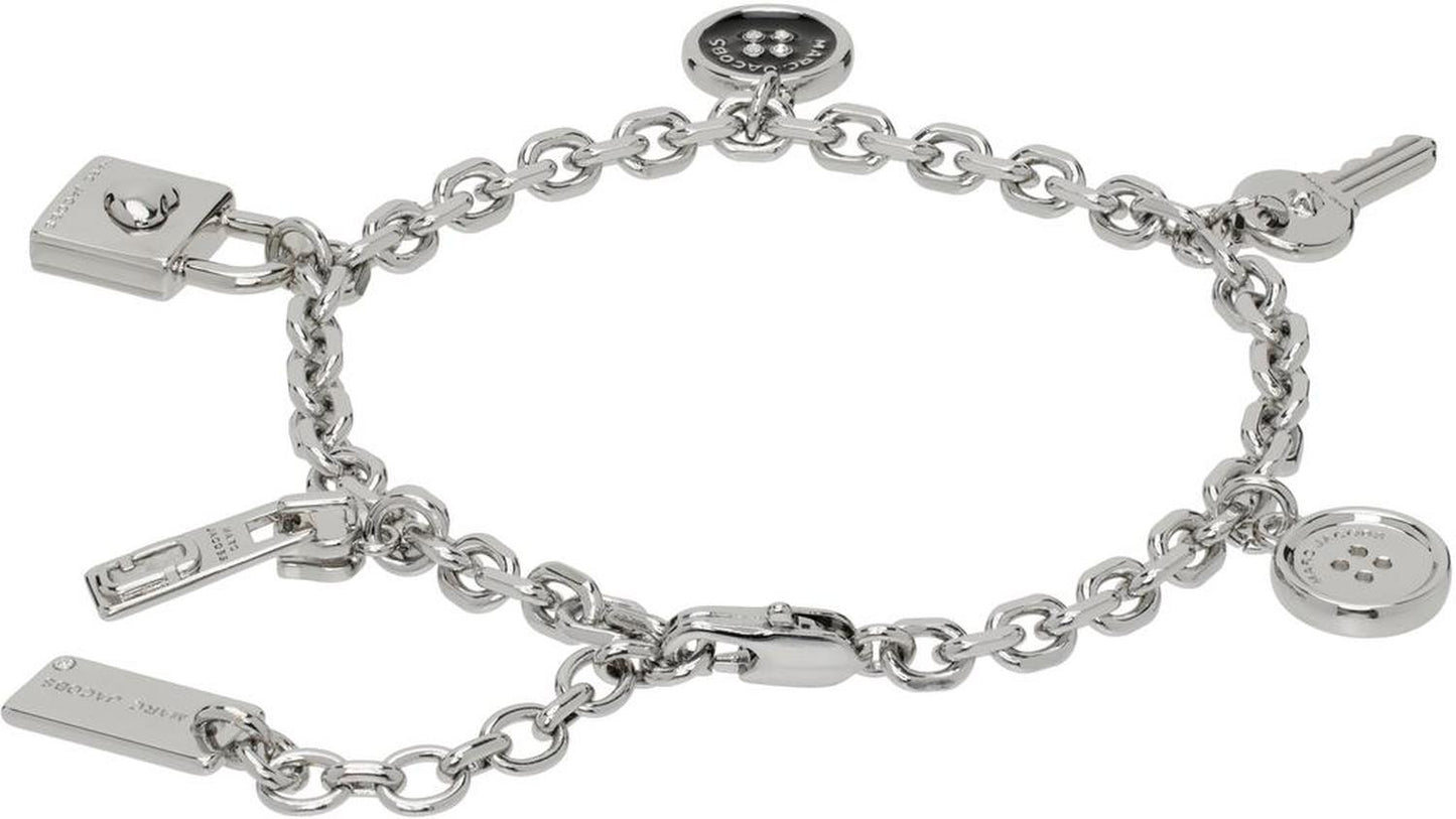 Silver Button Charm Bracelet