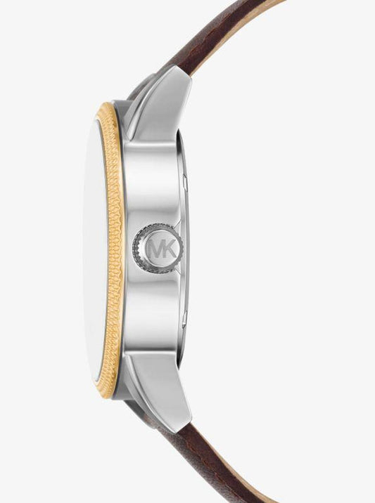 Oversized Hutton Two-Tone and Leather Watch