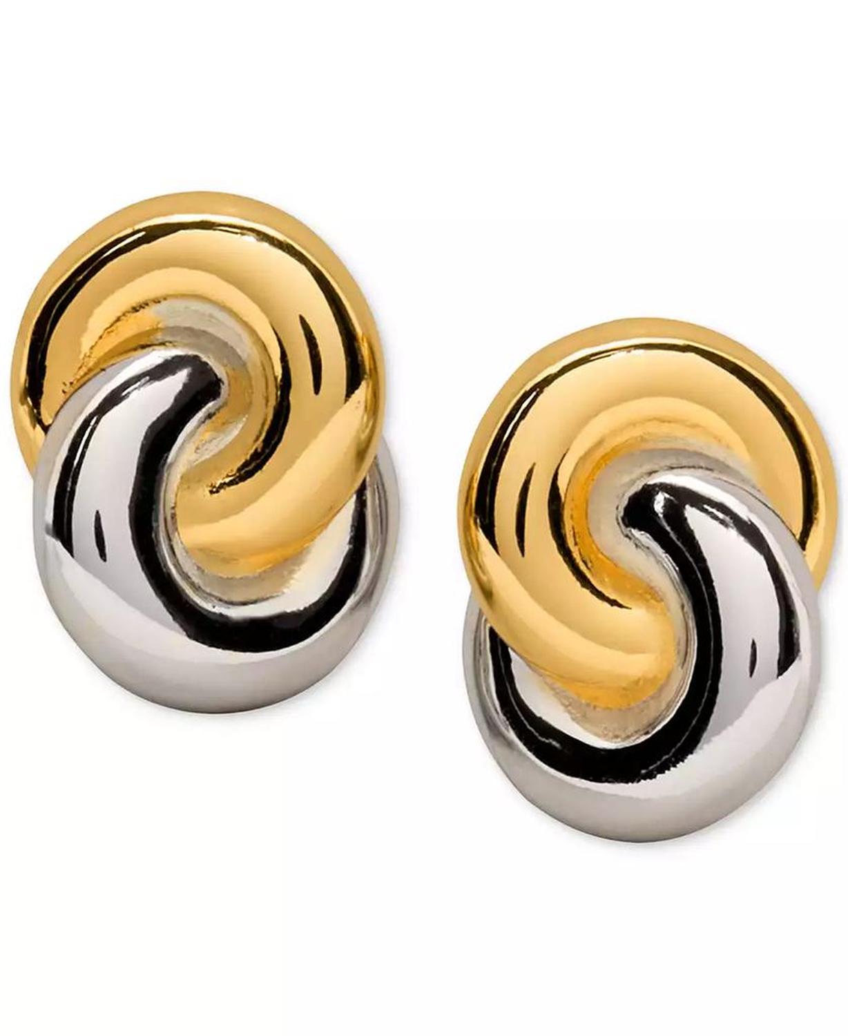 Two-Tone Interlock Stud Earrings