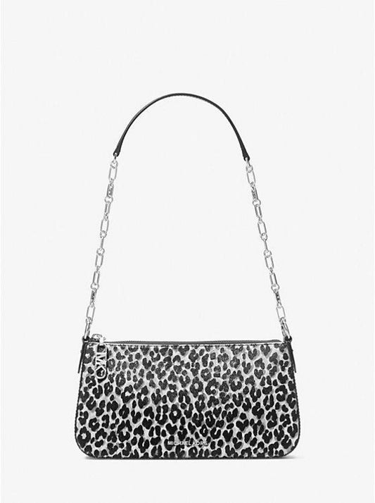 Empire Medium Leopard Print Calf Hair Chain-Link Pochette