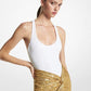 Hand-Embroidered Sequin Stretch Jersey Bodysuit