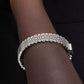 Silver-Tone Spade Flower Lace Thin Bangle Bracelet