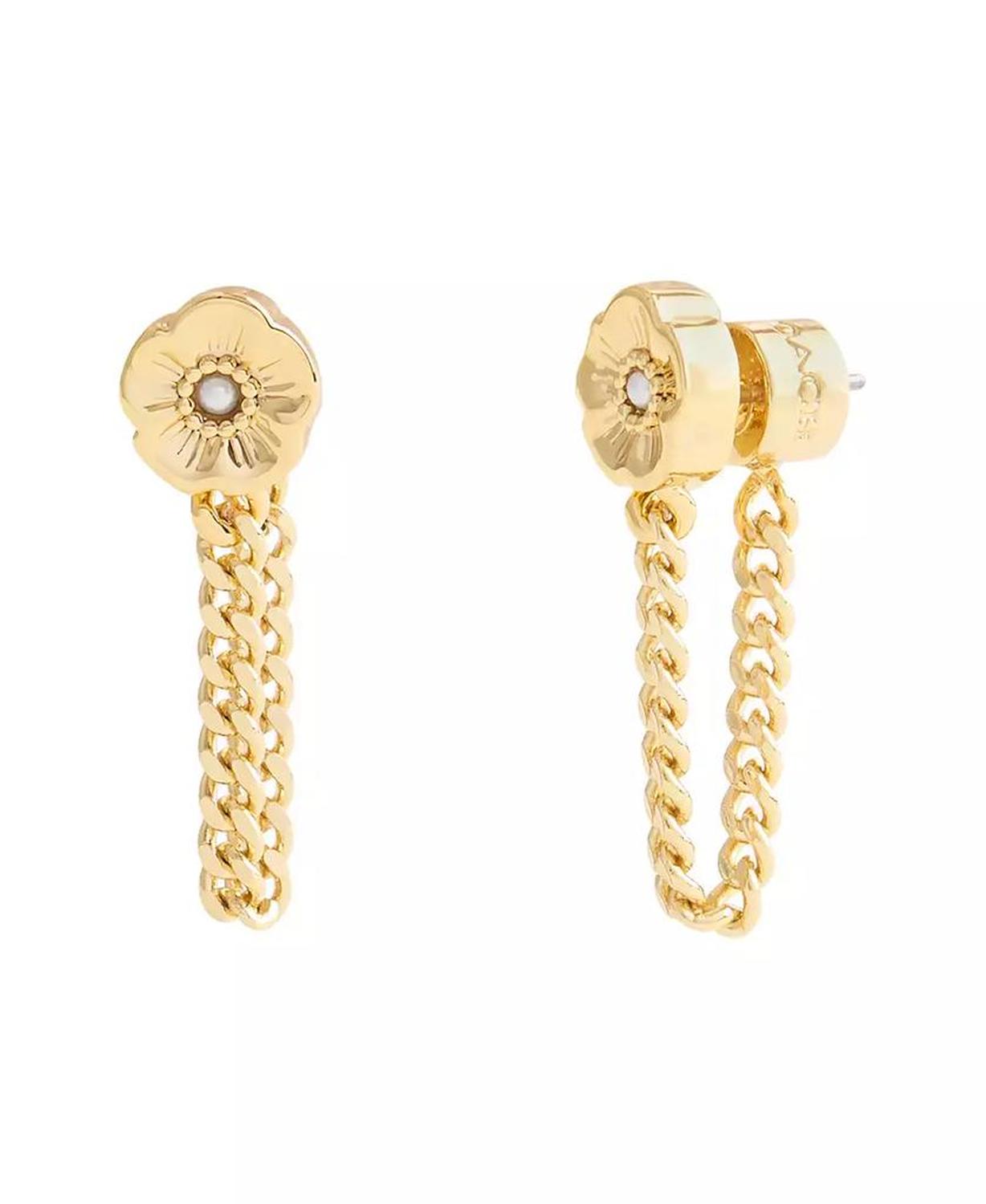 Faux Cultivated Pearl Signature Tea Rose Front Back Earrings