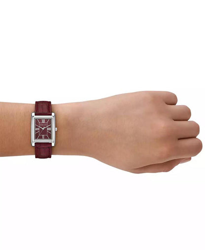 Women's Essex Three-Hand Red Leather Watch, 26x36mm