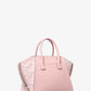Avril Large Leather and Logo Jacquard Satchel