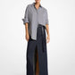 Striped Stretch Cotton Poplin Oversized Shirt
