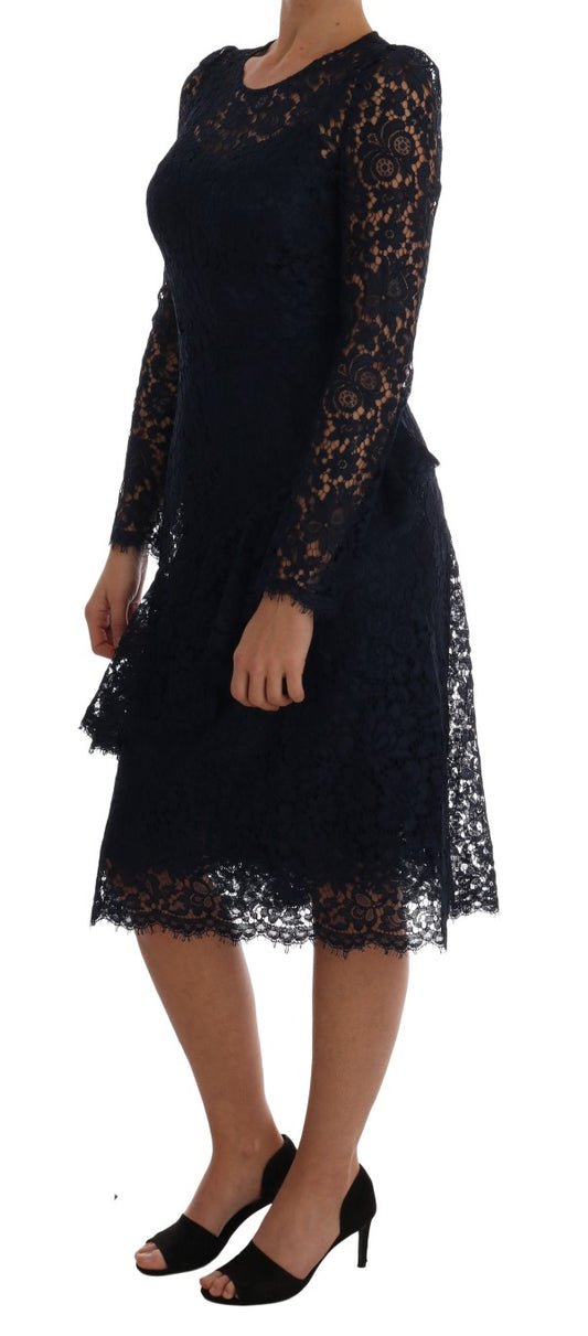 Dolce & Gabbana Elegant Floral Lace A-Line Dress