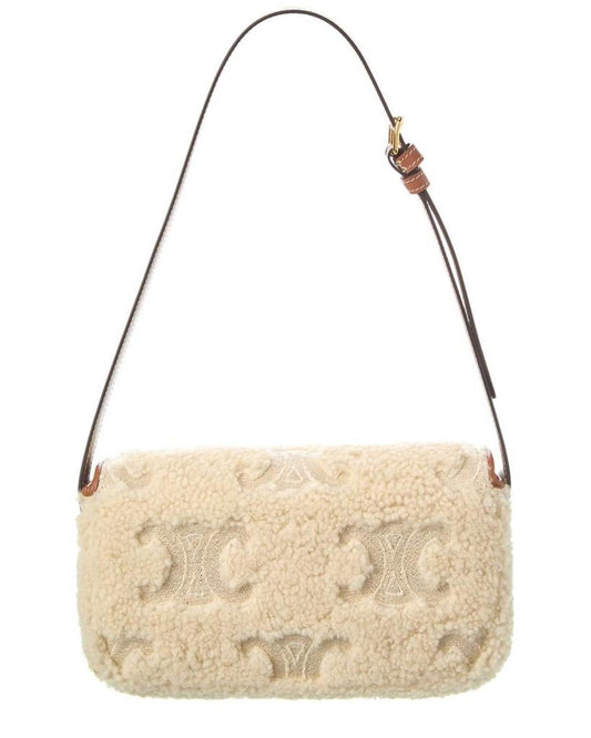 CELINE Claude Shearling Shoulder Bag