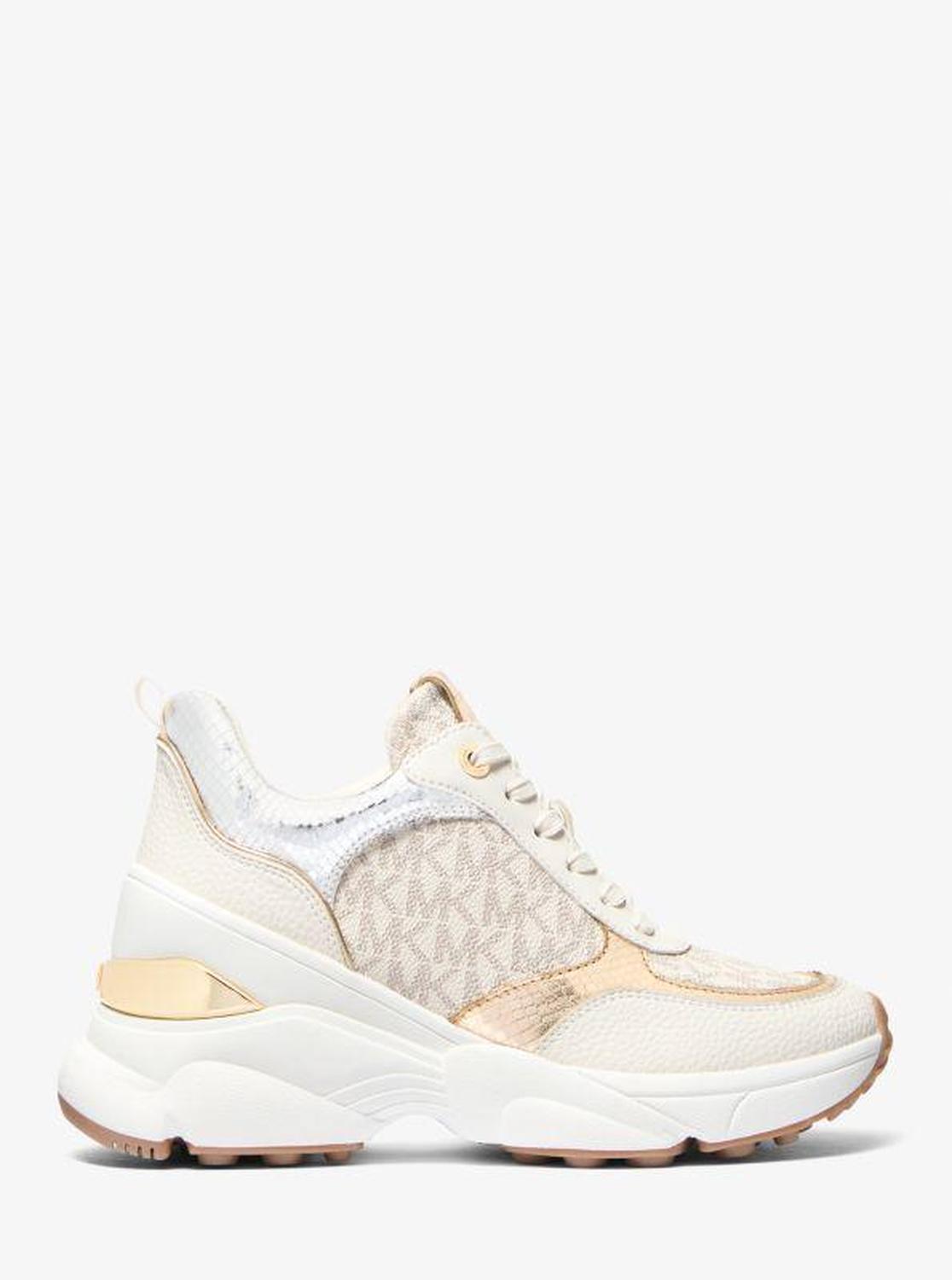 Katrina Signature Logo and Metallic Lizard Embossed Trainer