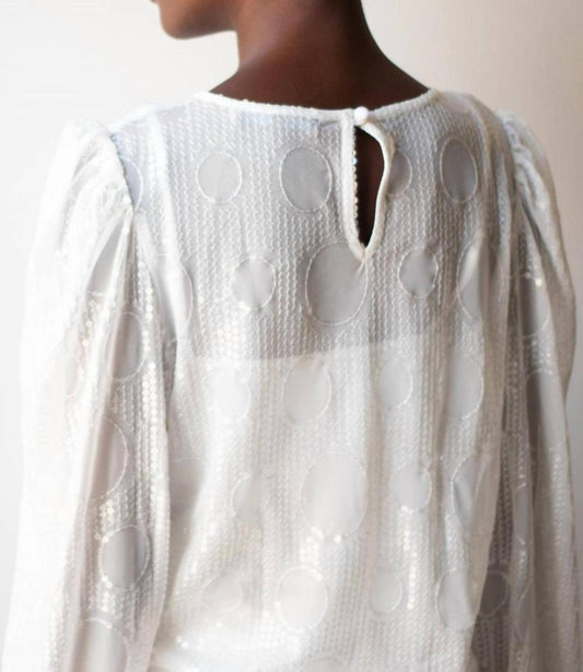 Sheer Sequined Blouse In White