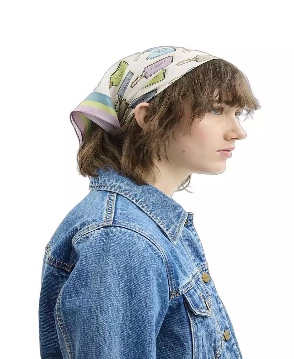 Hang Tag Printed Silk Bandana Scarf