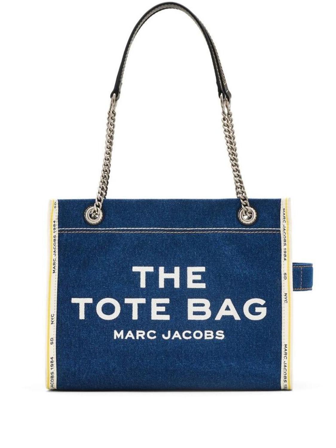 Denim Tote Bag With Logo Print