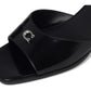 Sculpted C Leather Block Heel Sandals
