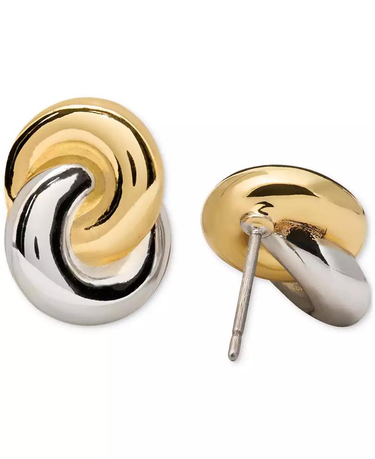 Two-Tone Interlock Stud Earrings