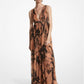 Shadow Floral Silk Chiffon Empire Goddess Gown