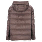 The Cube Quilted with Hood Down Jacket in Brown Polyester