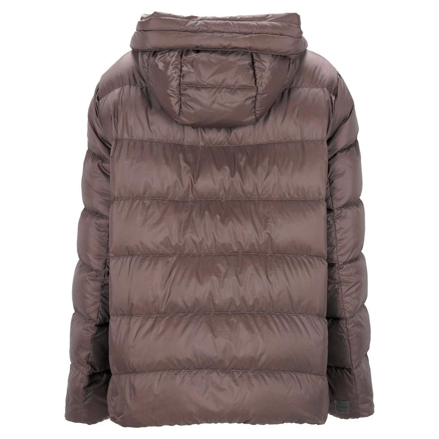 The Cube Quilted with Hood Down Jacket in Brown Polyester